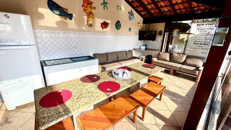 300 MTS Praia +Piscina +Hidro +Ar cond +Sinuca